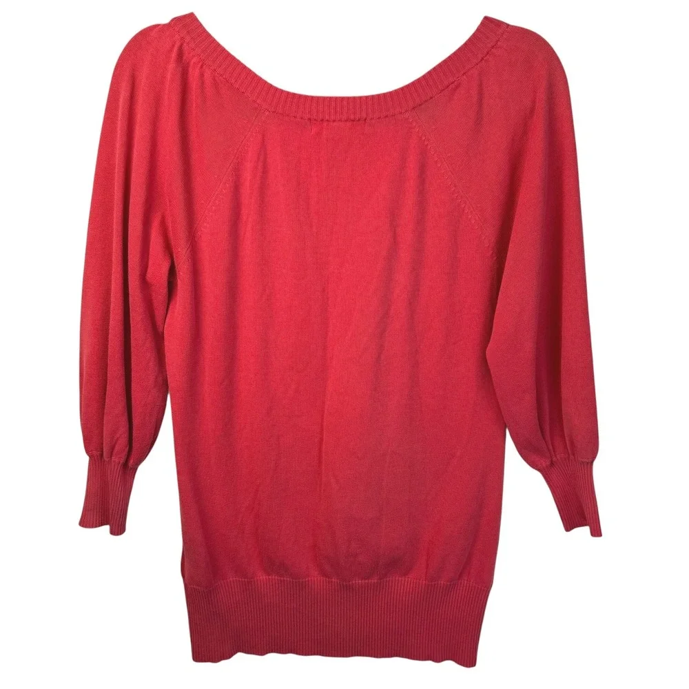 Banana Republic Sweater Womens Small Coral Pink Cotton 3/4‎ Sleeve Lightweight